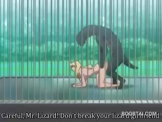 Veliko oprsje animirano mlada dama kurba pribil težko s pošast pri na zoo
