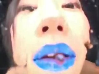 Japonesa azul pintalabios (spitting-fetish)